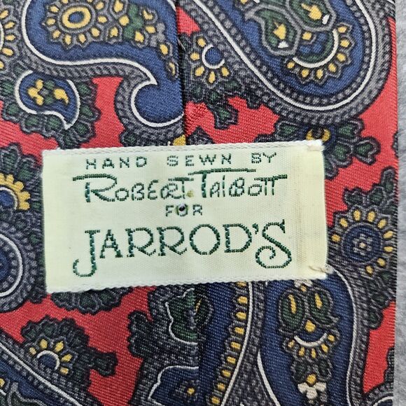 Robert Talbott Jarrod's Necktie Red & Blue Paisley Silk Hand Sewn & Printed 3x57 - Picture 5 of 9